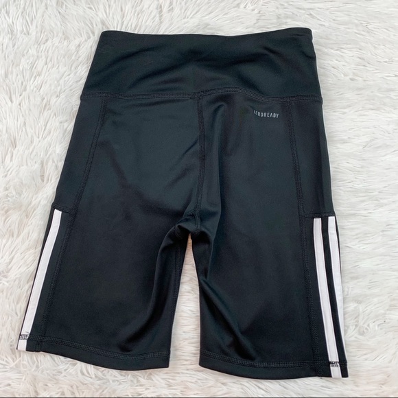 Adidas essential 3 stripe training biker shorts black white - Picture 9 of 10
